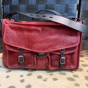 Rag & Bone dark red leather shoulder bag with black leather accents